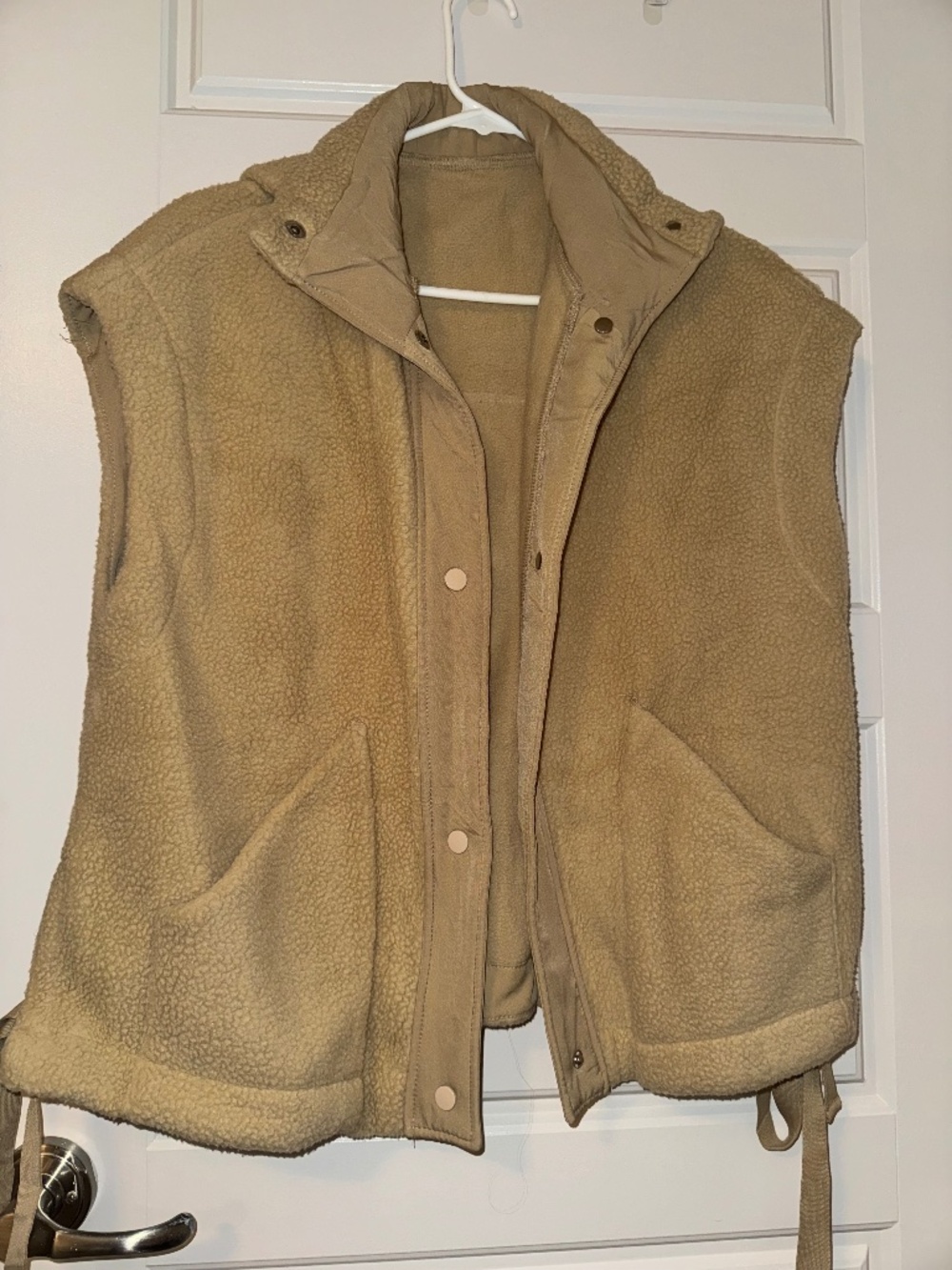 Tan Sherpa Teddy Vest | Cozy Oversized Fall Layering Vest